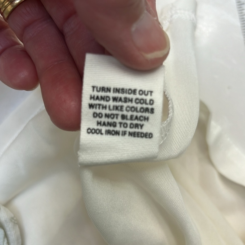 5. Mine Dress, white with green floral design spaghetti straps, elastic waist - Picture 11 of 11